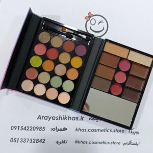 پالت سایه کیفی جولیوس سایز بزرگ | انواع سایه شاین و مات، رژ لب، هایلایتر، کانتور و آینه – آرایشی خاص